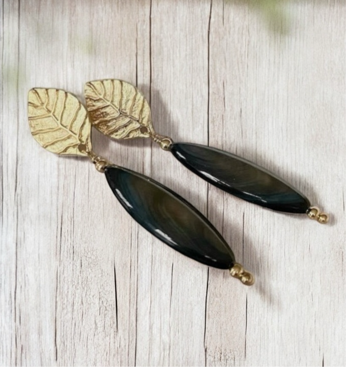 Aros hoja nácar oro