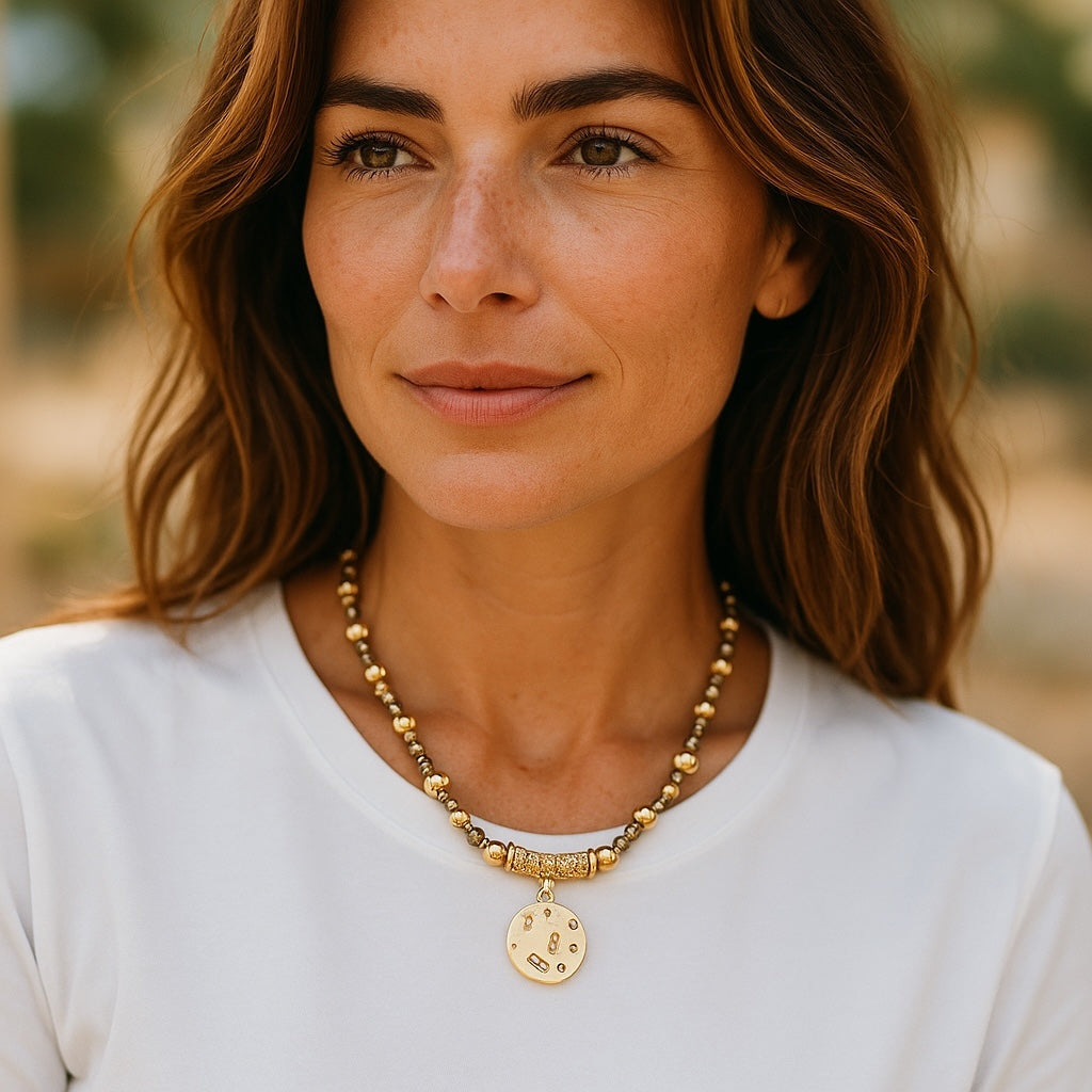 Collar martina cuarzo fumé oro