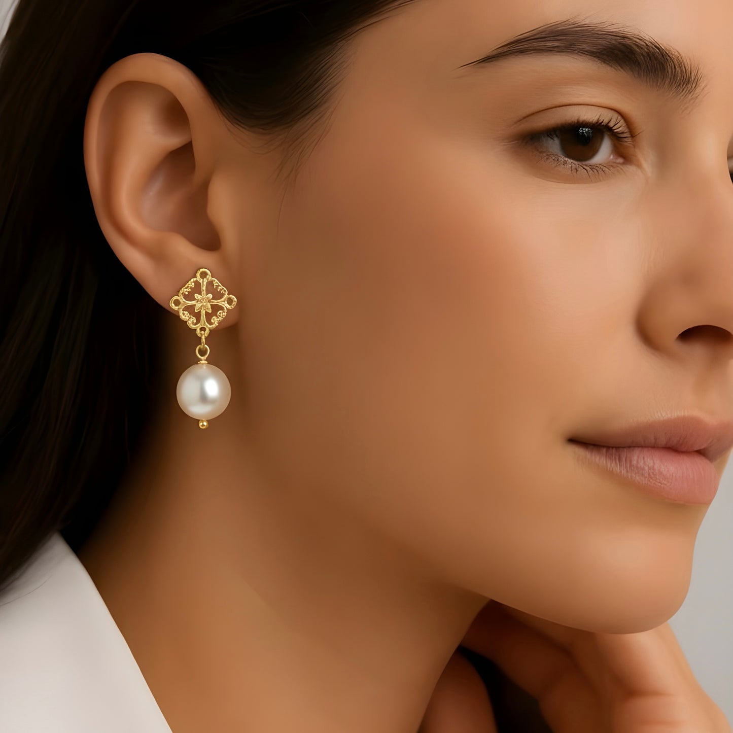 Aros pipa perlas oro