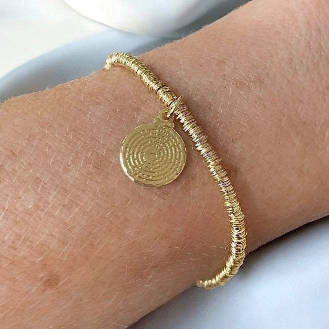 Pulsera mostacilla medalla padre nuestro oro