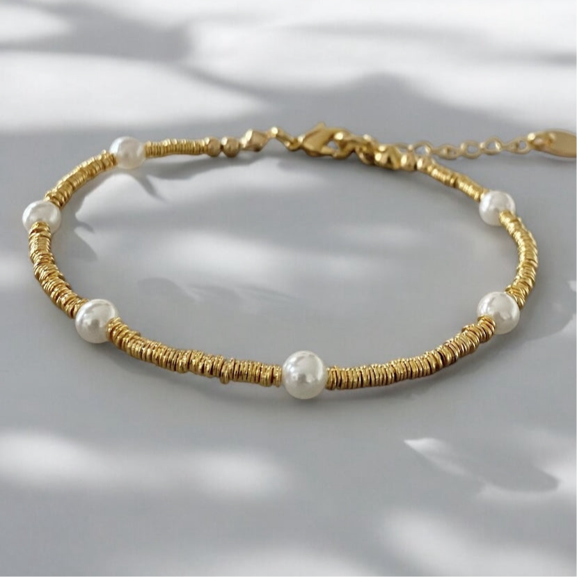 Pulsera mostacilla perlas oro