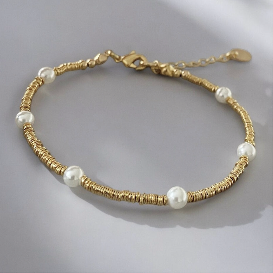 Pulsera mostacilla perlas oro