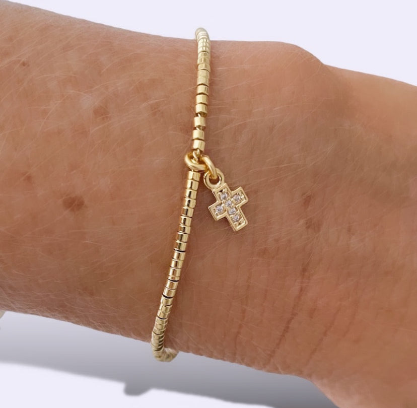 Pulsera lola mini cruz oro