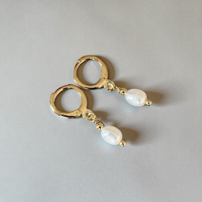 Aros argolla perla oro