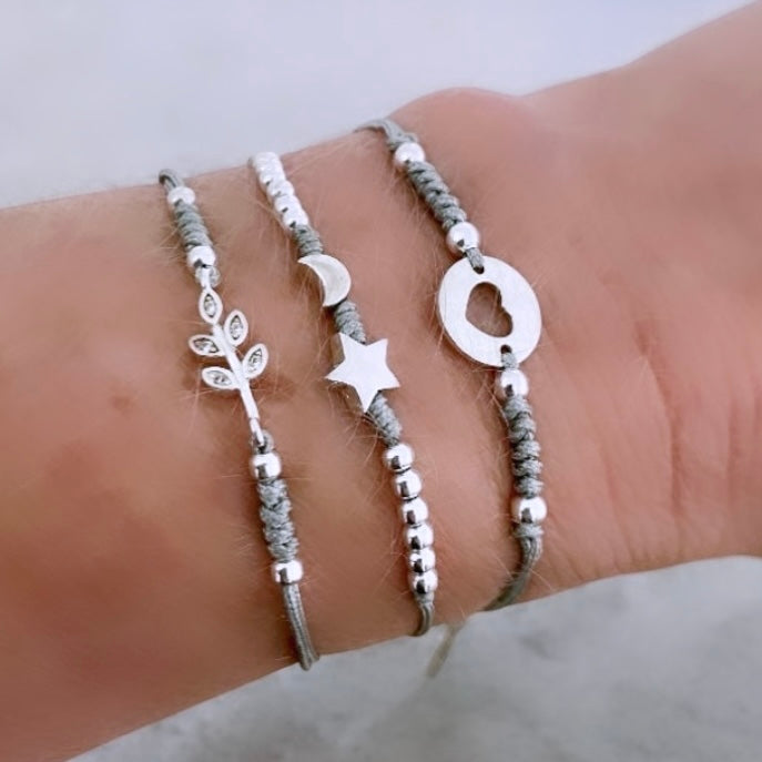 Pulsera hilo hojita circones plata