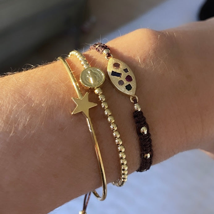 Pulsera bolitas San Benito oro
