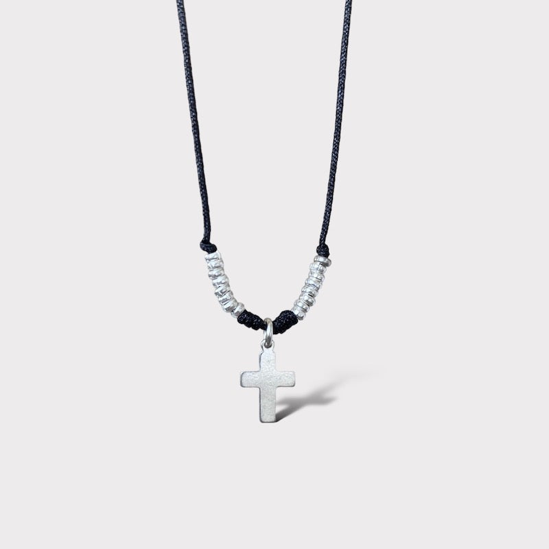 collar hilo mini cruz plata