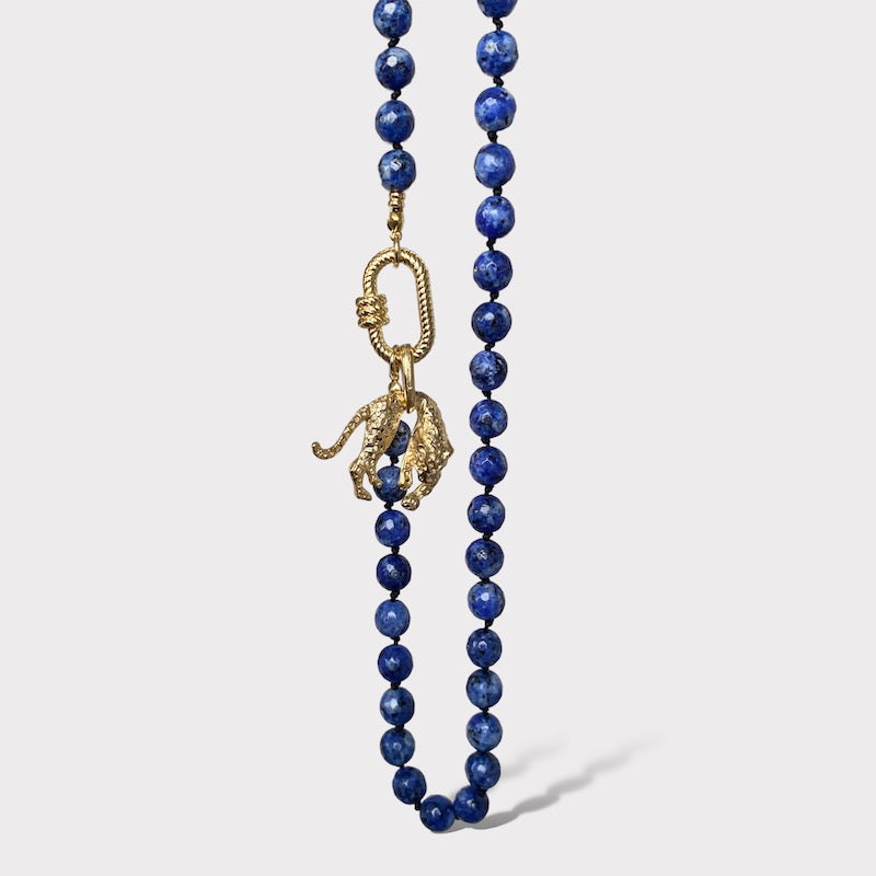 Collar azul leopardo oro
