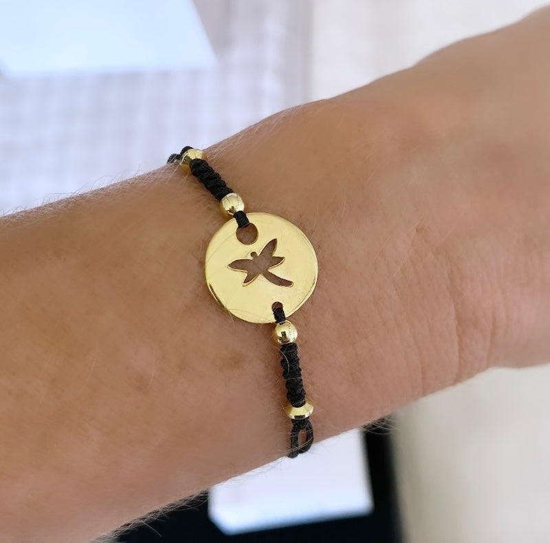 Pulsera hilo libélula oro