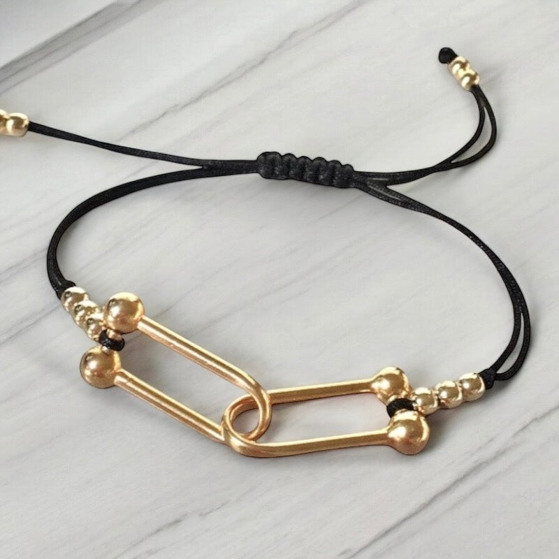 Pulsera hilo eslabones oro