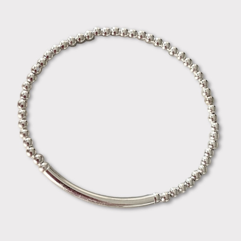 Pulsera bolitas barra plata