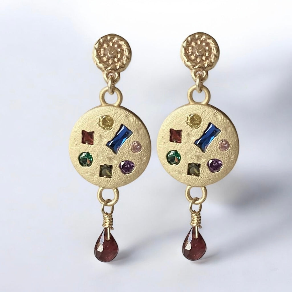 Aros milán granates oro