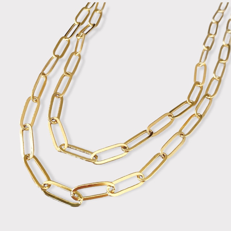 Collar doble cadena clip oro