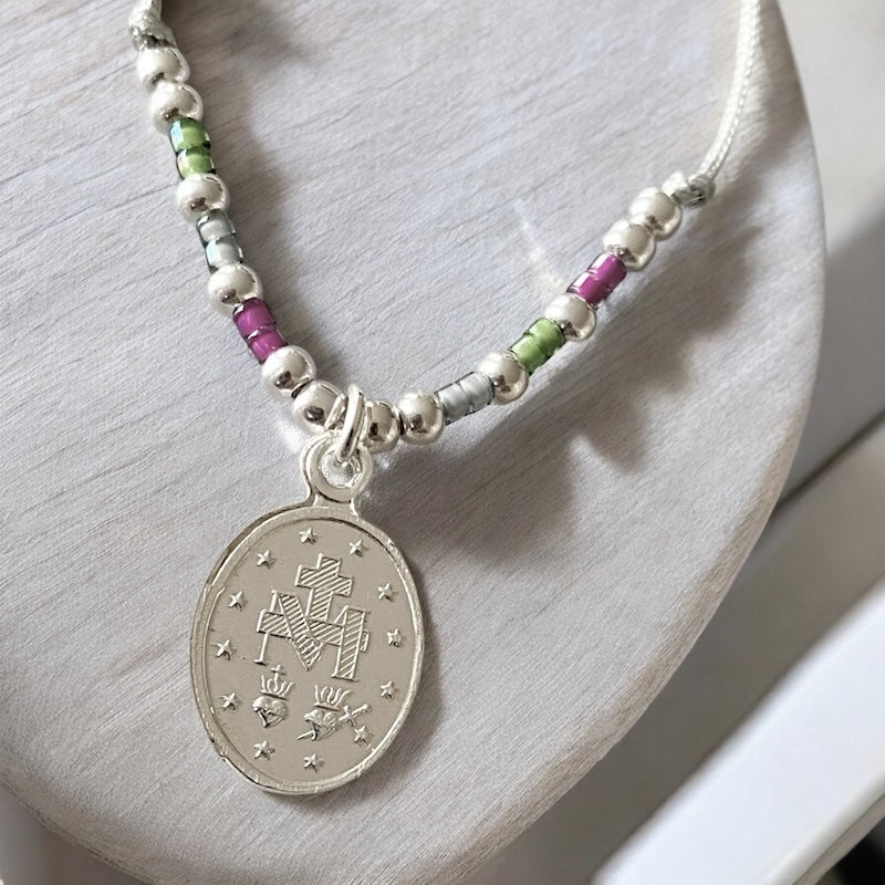 Collar mijuki hilo virgen de los rayos plata