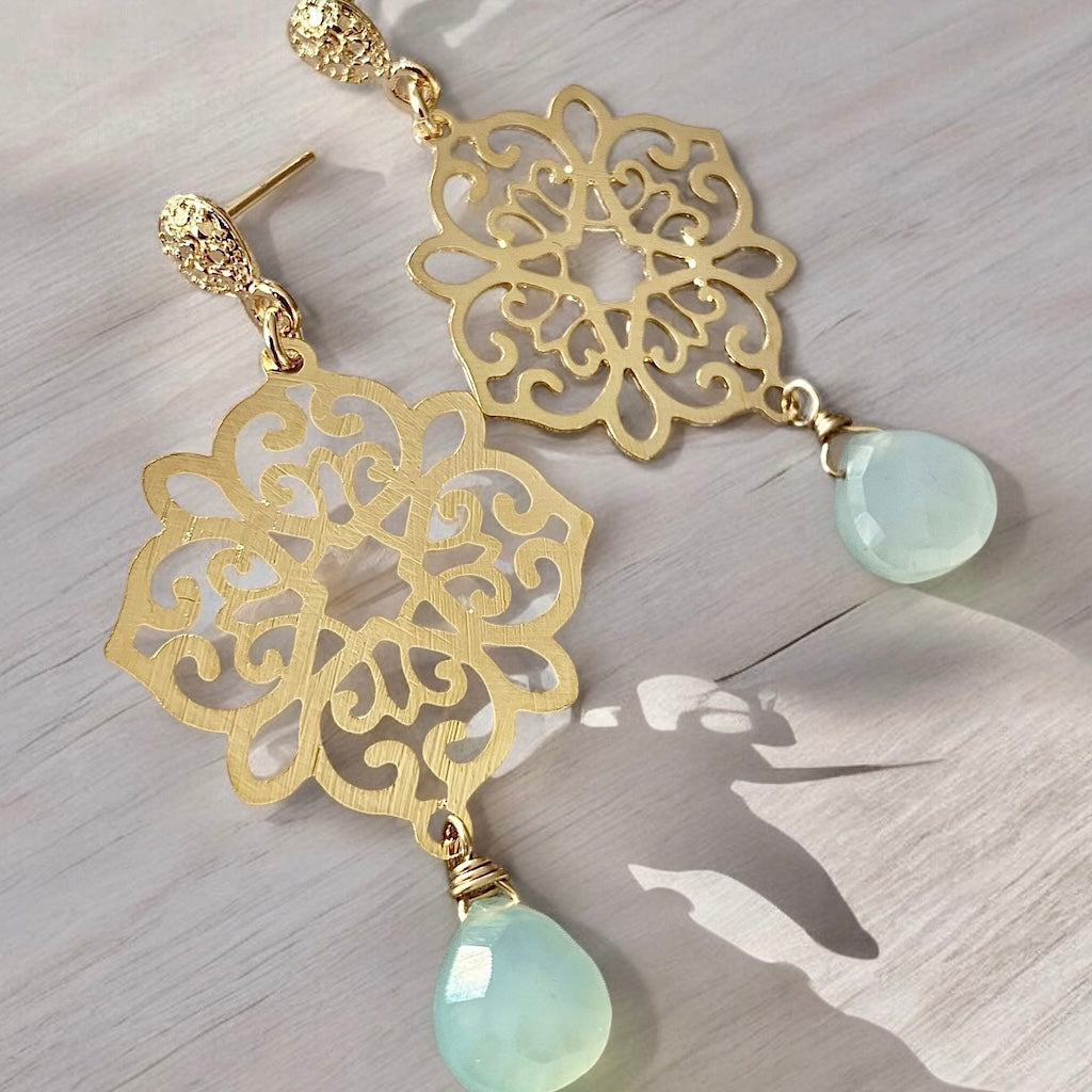 Aros carlota calcedonia oro
