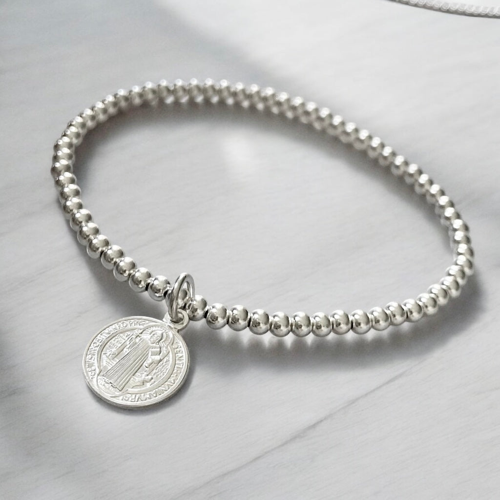 Pulsera san Benito protector plata