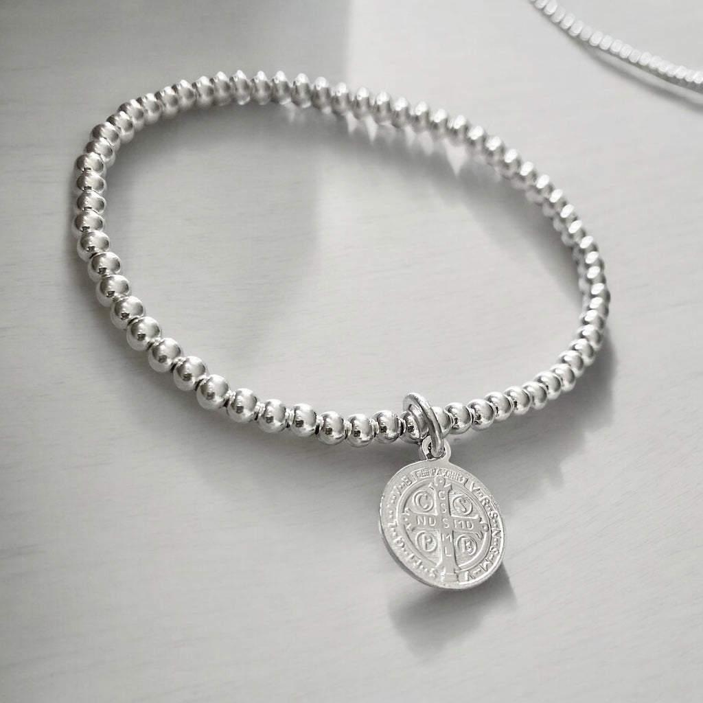 Pulsera san Benito protector plata