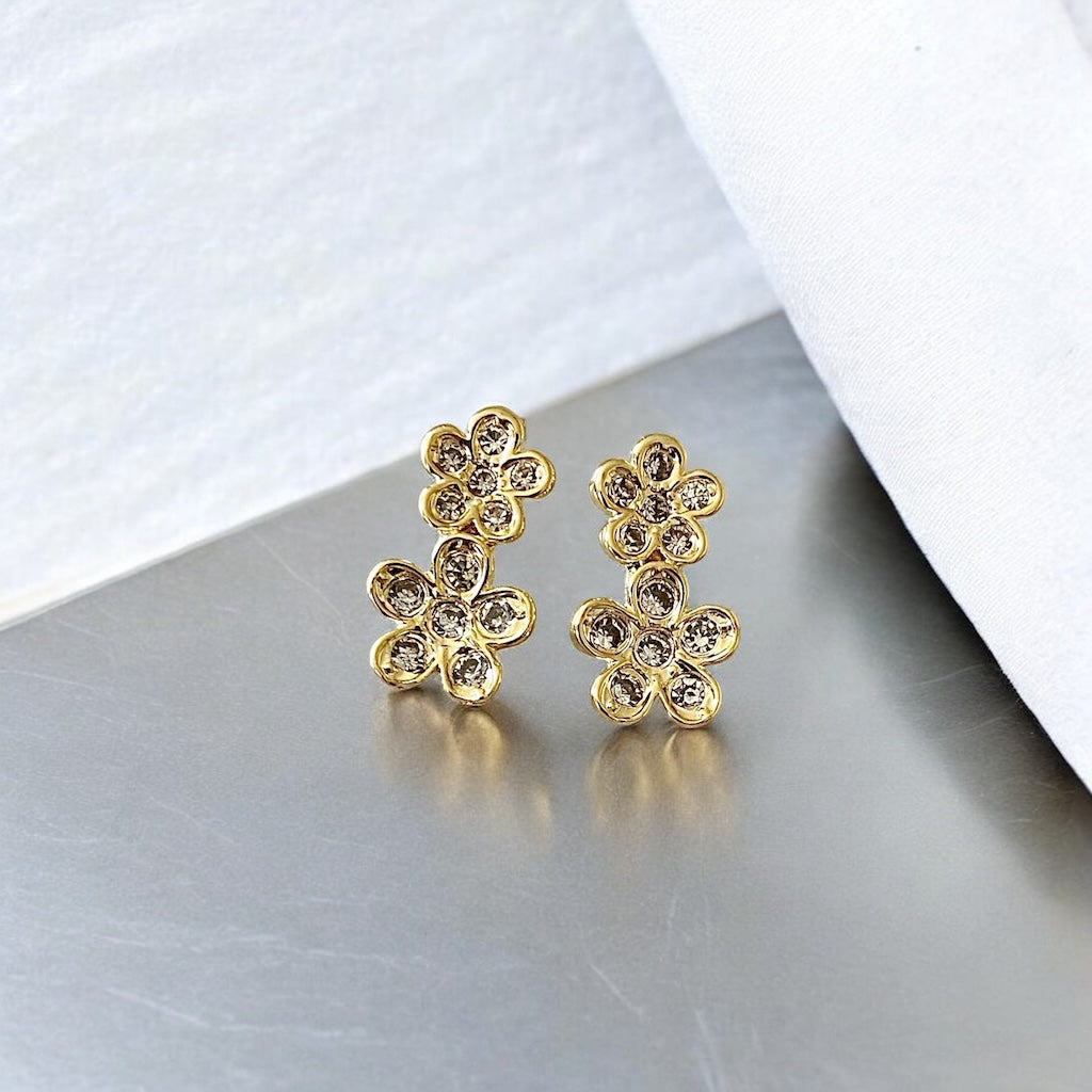 Aros doble flor circones oro