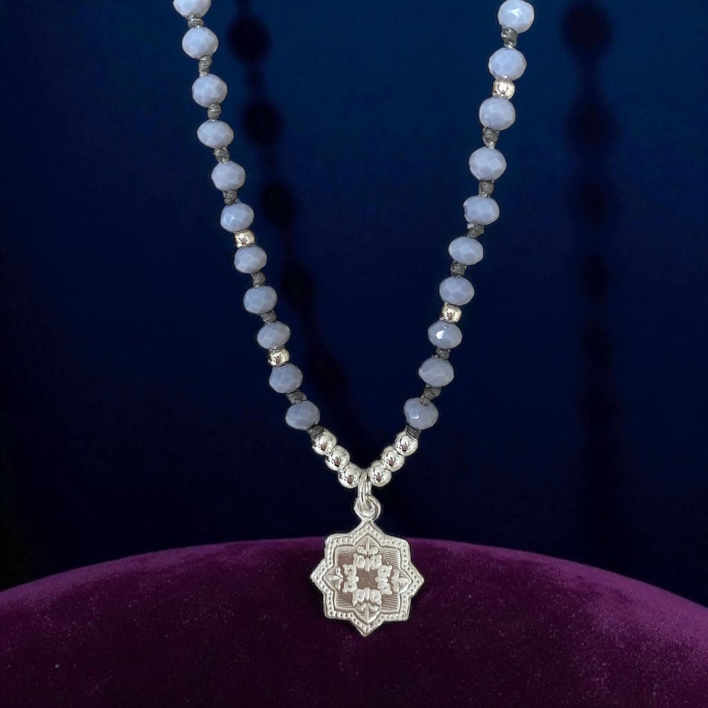 Collar cristales mandala plata