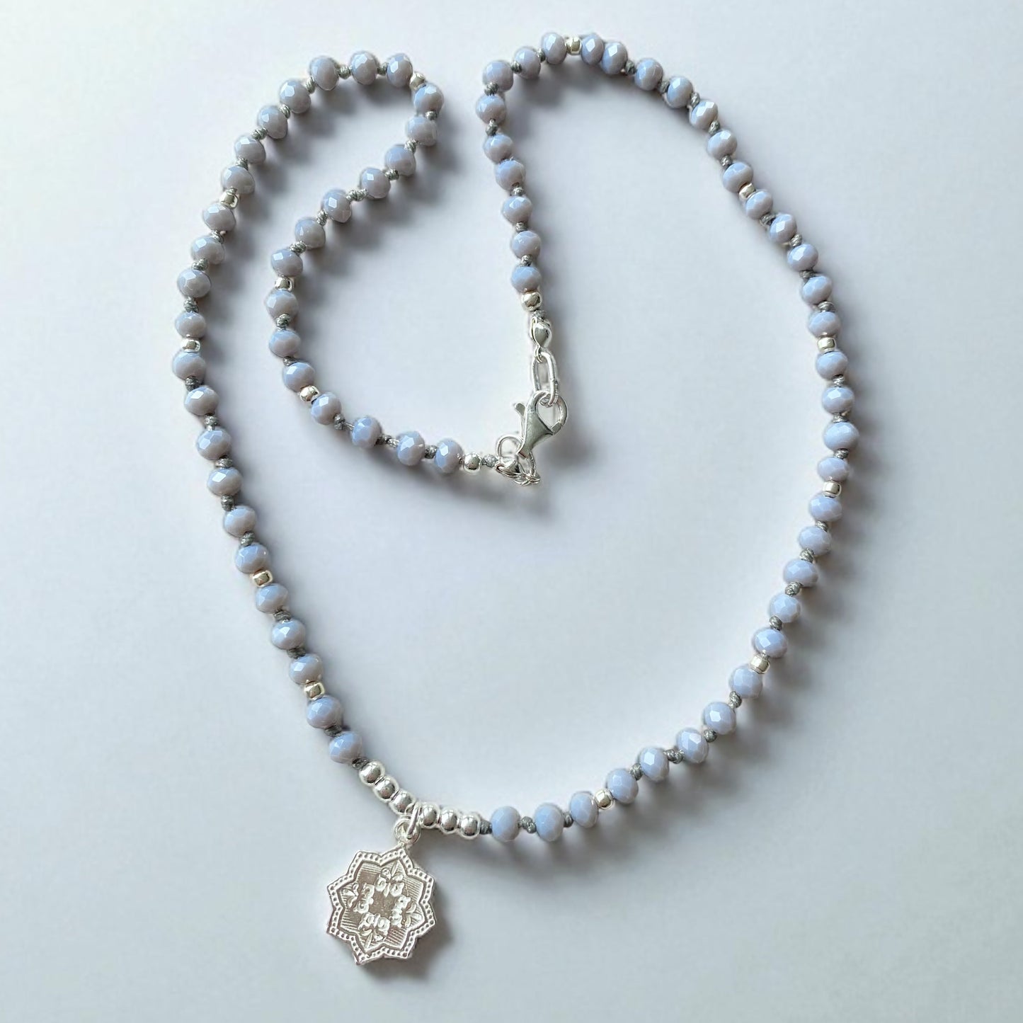 Collar cristales mandala plata