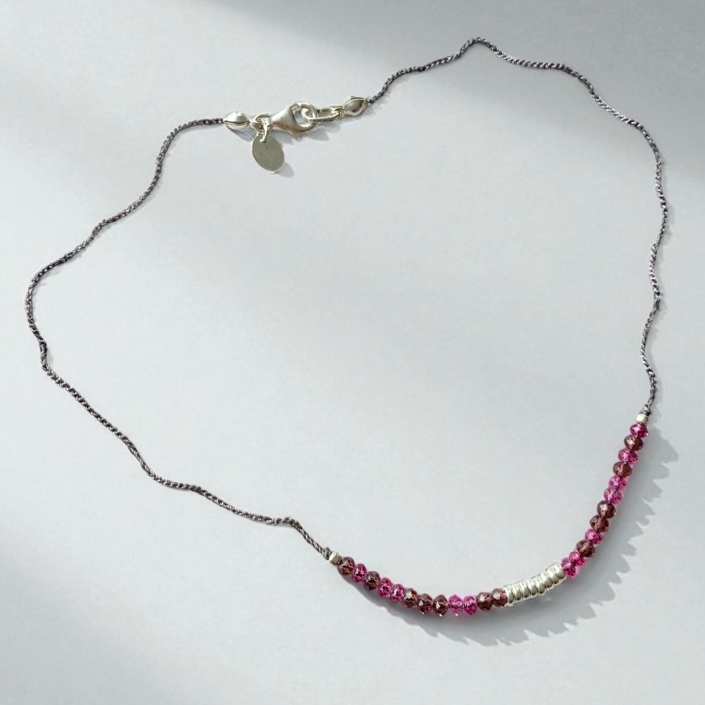 Collar tejido cristales plata 925