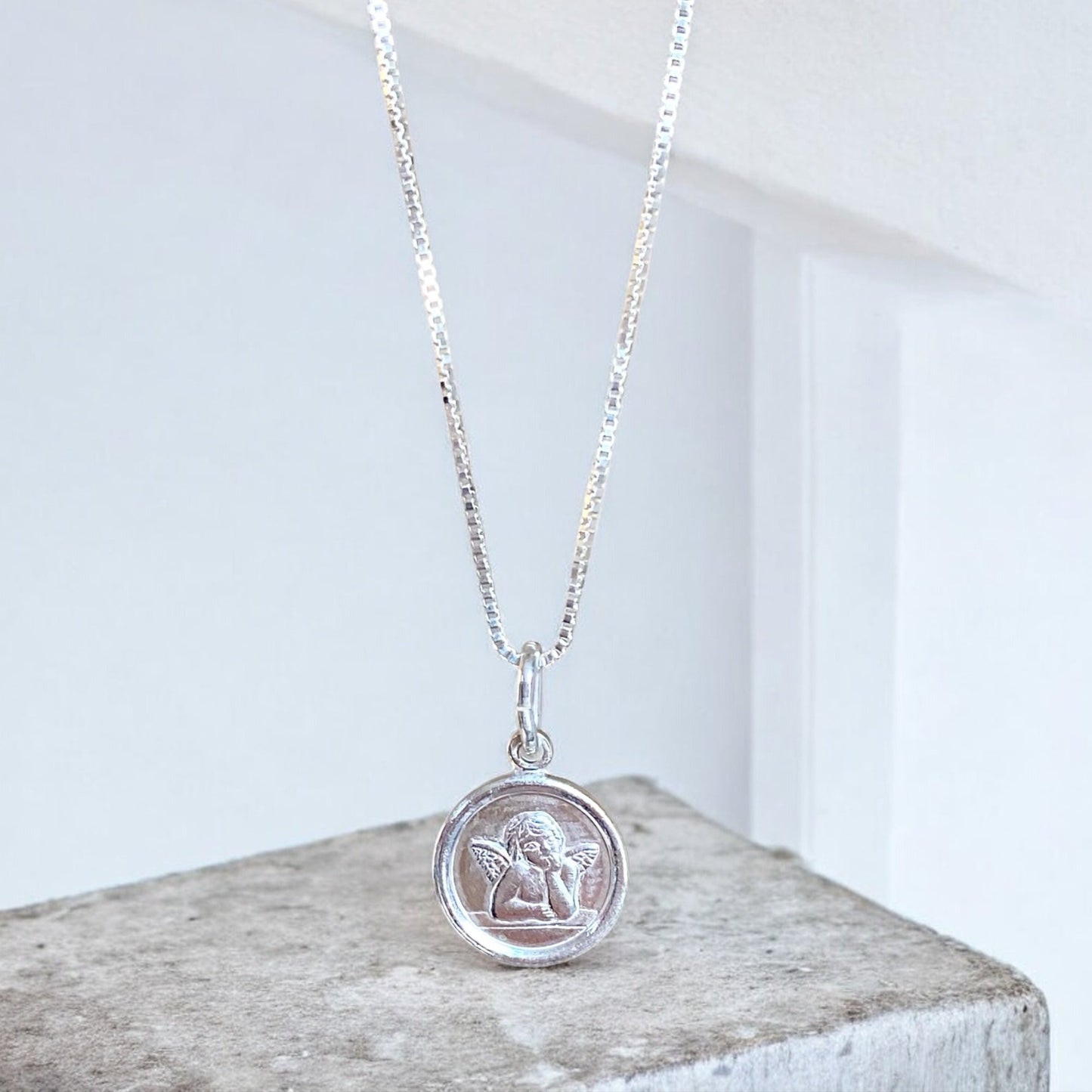 Collar ángel de la guarda plata