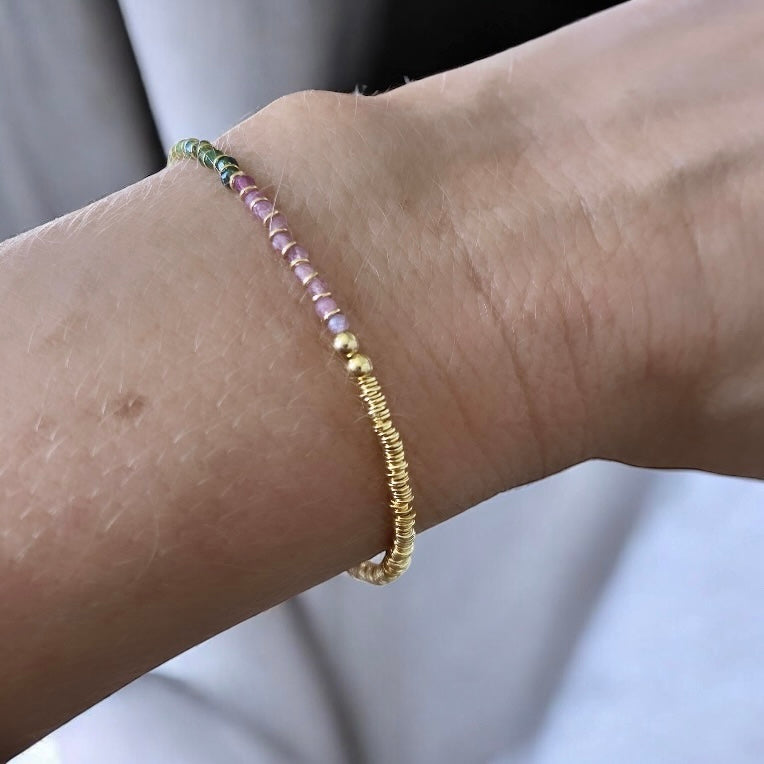 Pulsera turmalinas mostacilla oro