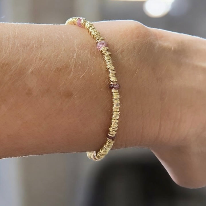 Pulsera tiare rubelita oro