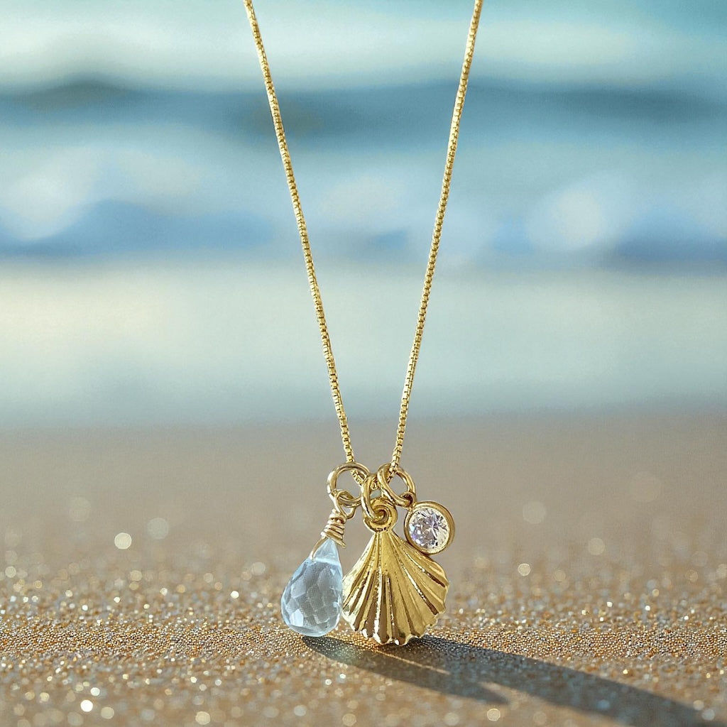 Collar trío mini shell oro