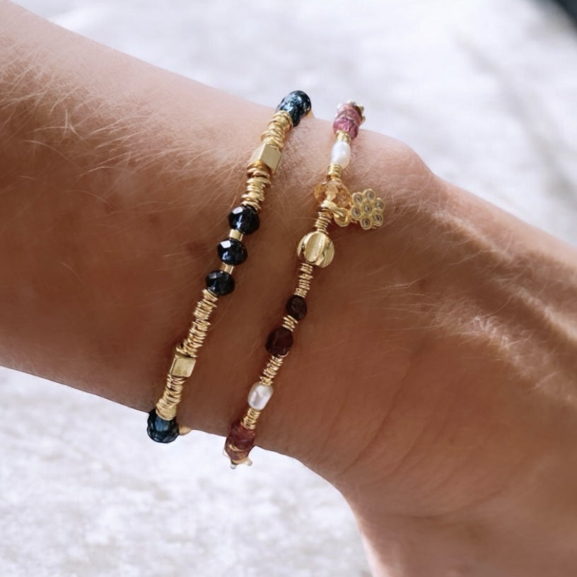 Pulsera cristal azul oro