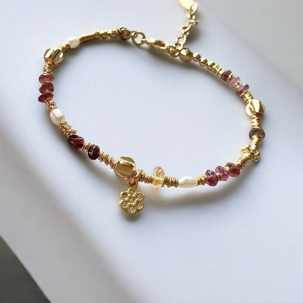 Pulsera niza piedras oro