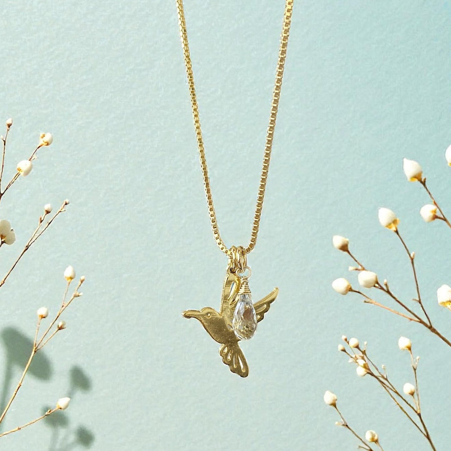 Collar duo colibrí oro