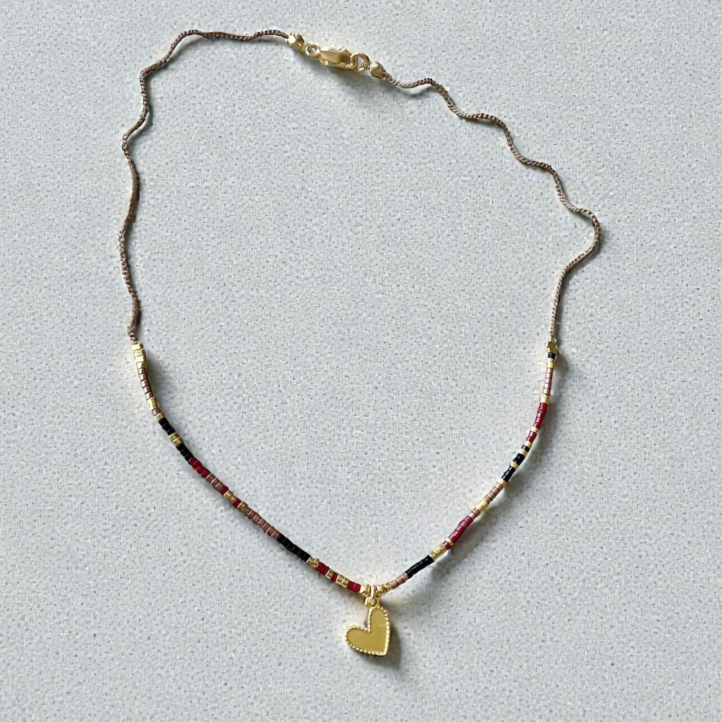 Collar tejido cuore oro