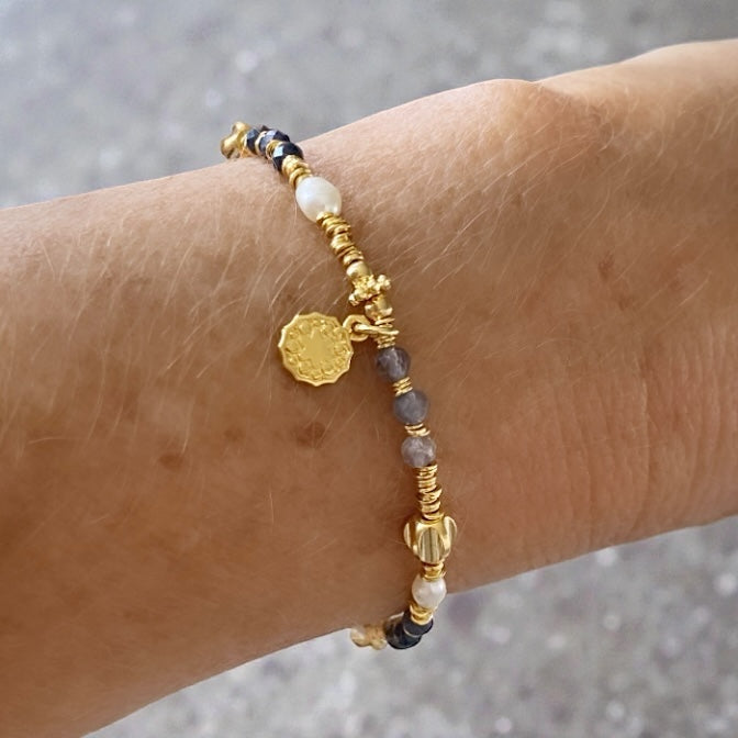 Pulsera aurora medalla estrellita oro