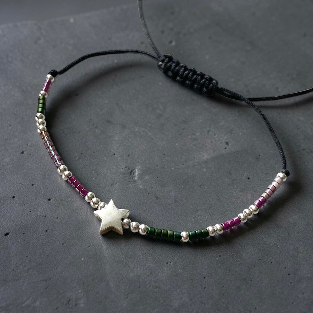 Pulsera hilo mijuki estrellita plata