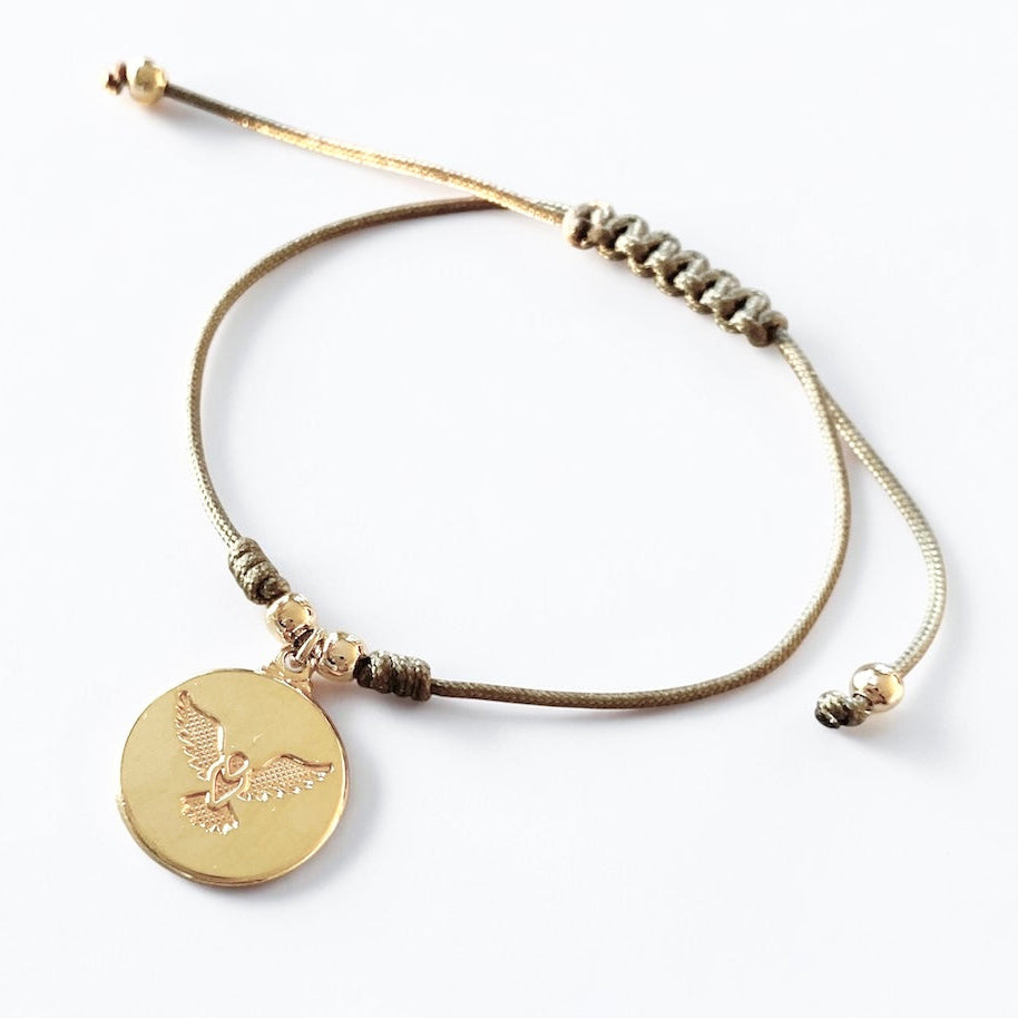 Pulsera hilo medalla Espíritu Santo oro