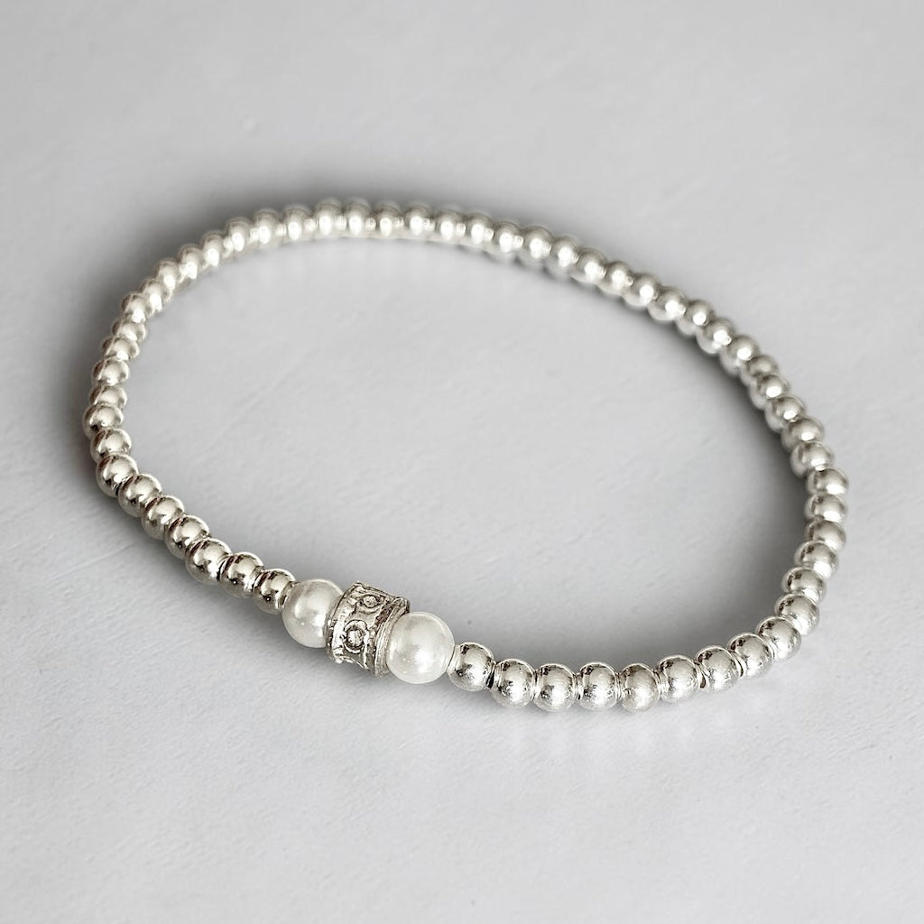 Pulsera perlas plata