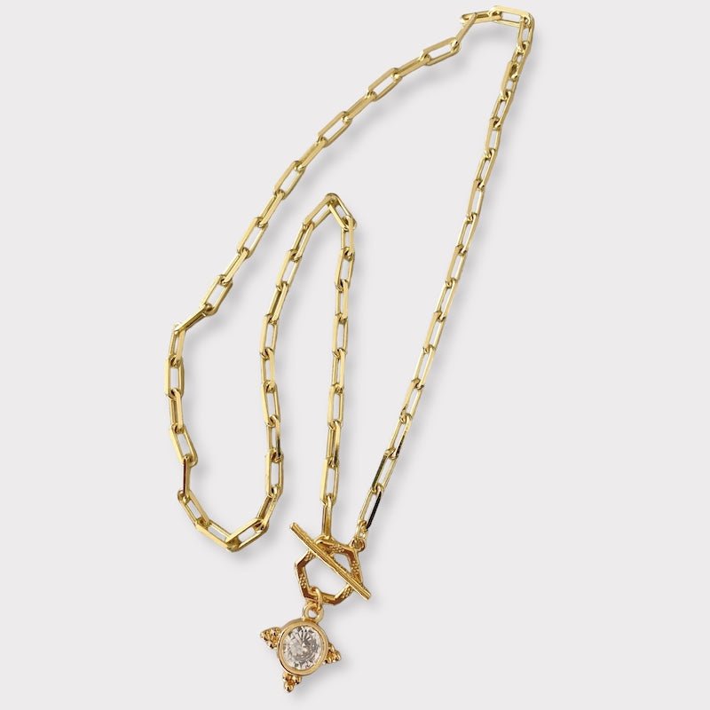 Collar broche circón oro