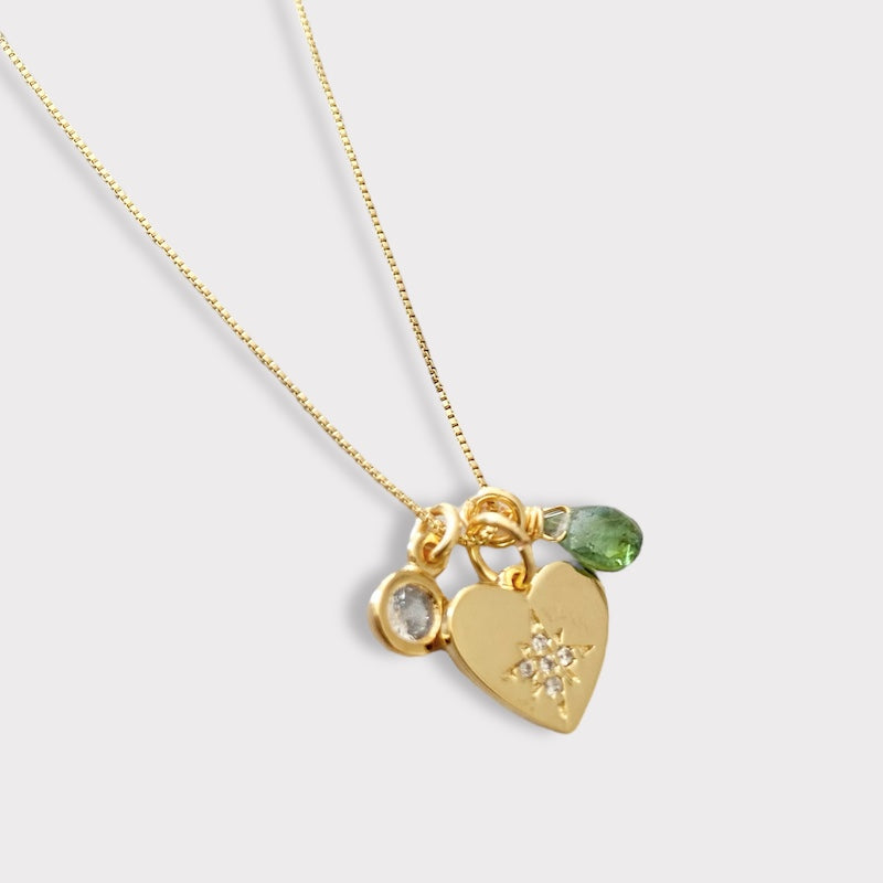 Collar trío mini corazón oro