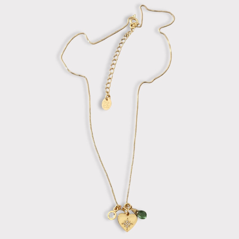 Collar trío mini corazón oro