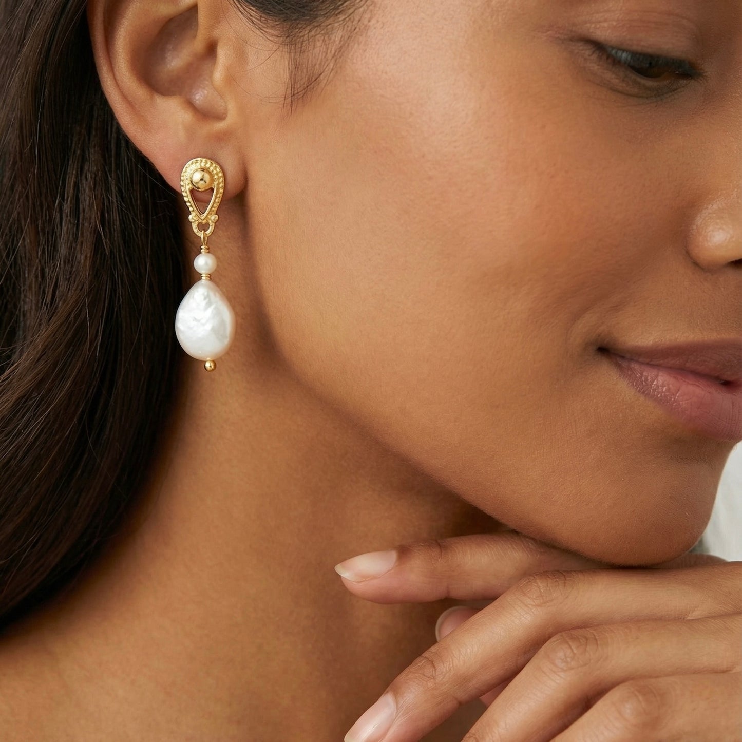 Aros olivia perlas oro