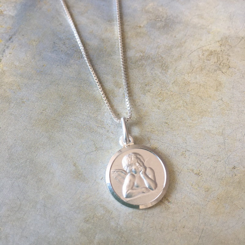 collar ángel de la guarda plata