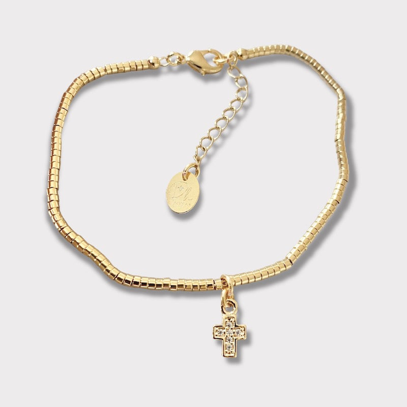 Pulsera lola mini cruz oro