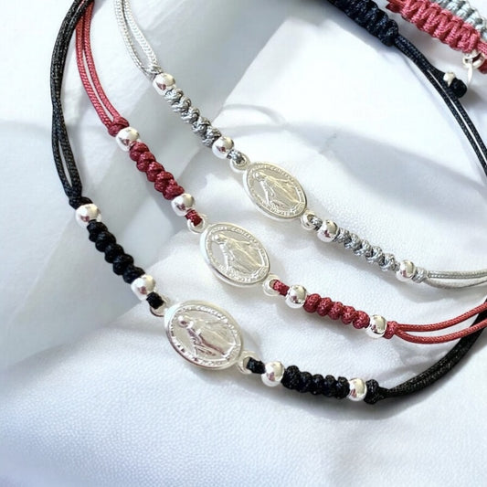 Pulsera hilo virgen de los rayos plata