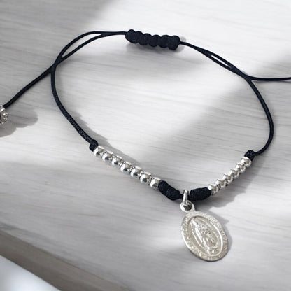 Pulsera hilo vírgen de guadalupe plata