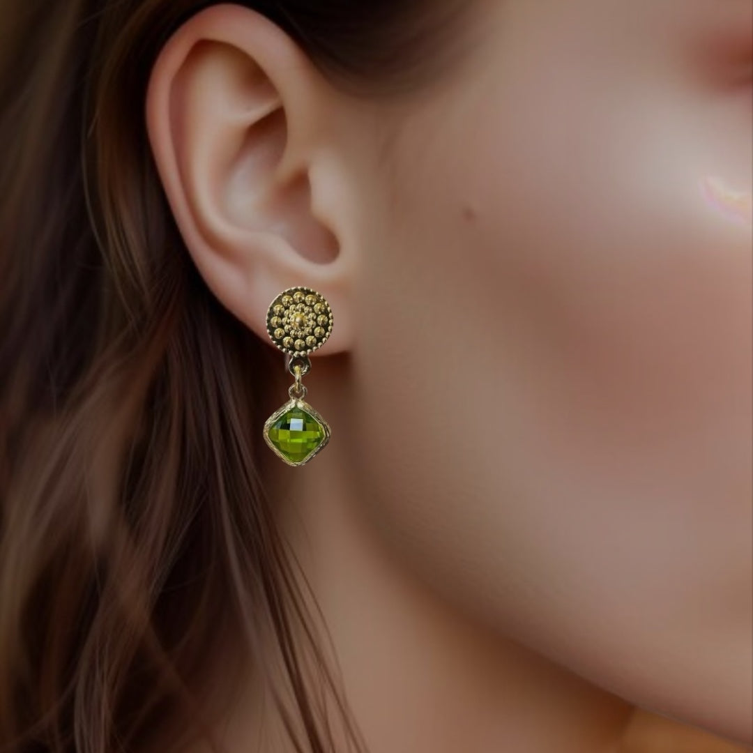 Aros mila cristal limón oro