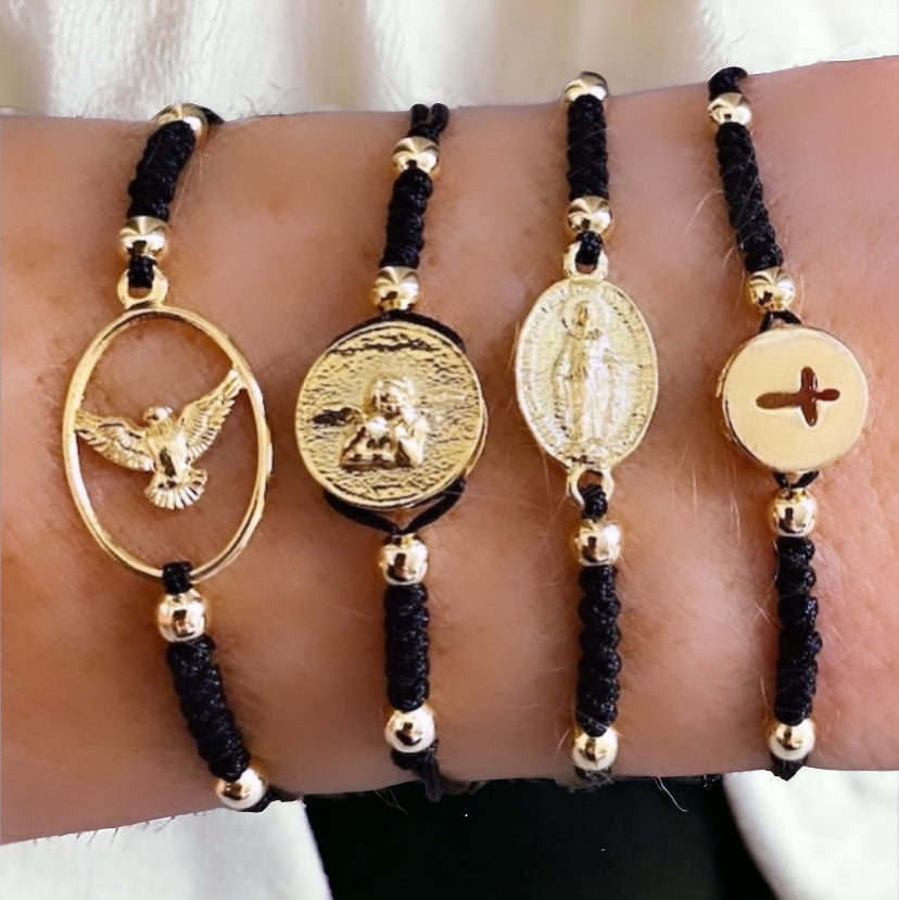 Pulsera hilo ángel de la guarda oro