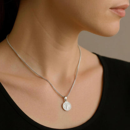 Collar mini medalla San Benito plata 925