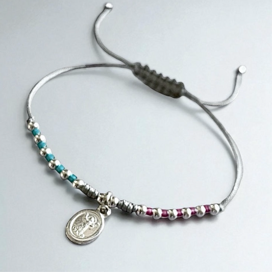 Pulsera hilo niño divino plata