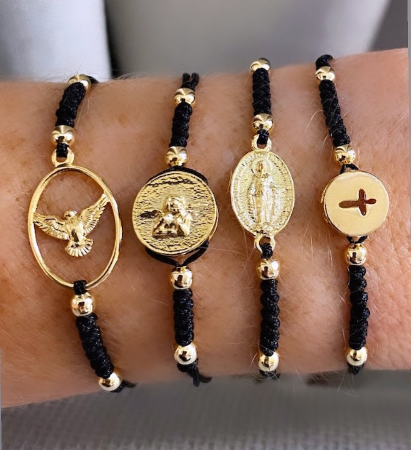 Pulsera hilo espíritu santo oro